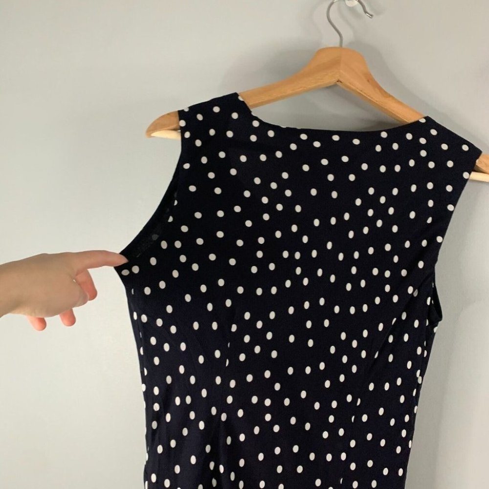 Talbots Polka Dot Sleeveless 100% Silk Midi Dress 10 Petites - Picture 8 of 12